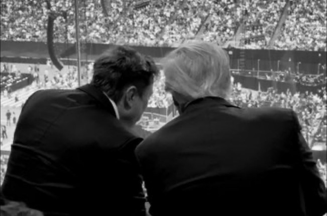 Trump dan Elon Musk berbicara dalam peringatan Kirk. (x)